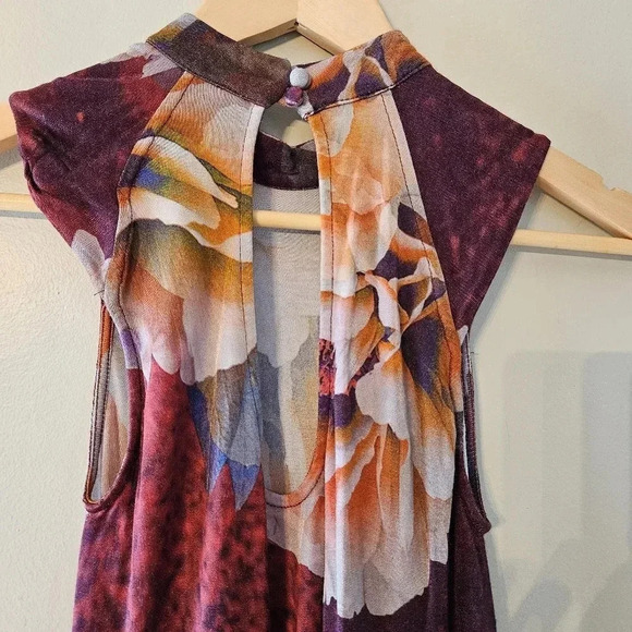 Free People New Romantics Floral Print Boho Sleeveless Dress High Neck Sz Small - Picture 10 of 15